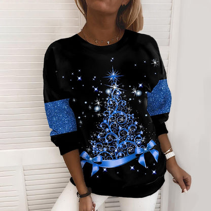 Women's 3D Print Christmas Pullover Sweatshirt (photo 4)