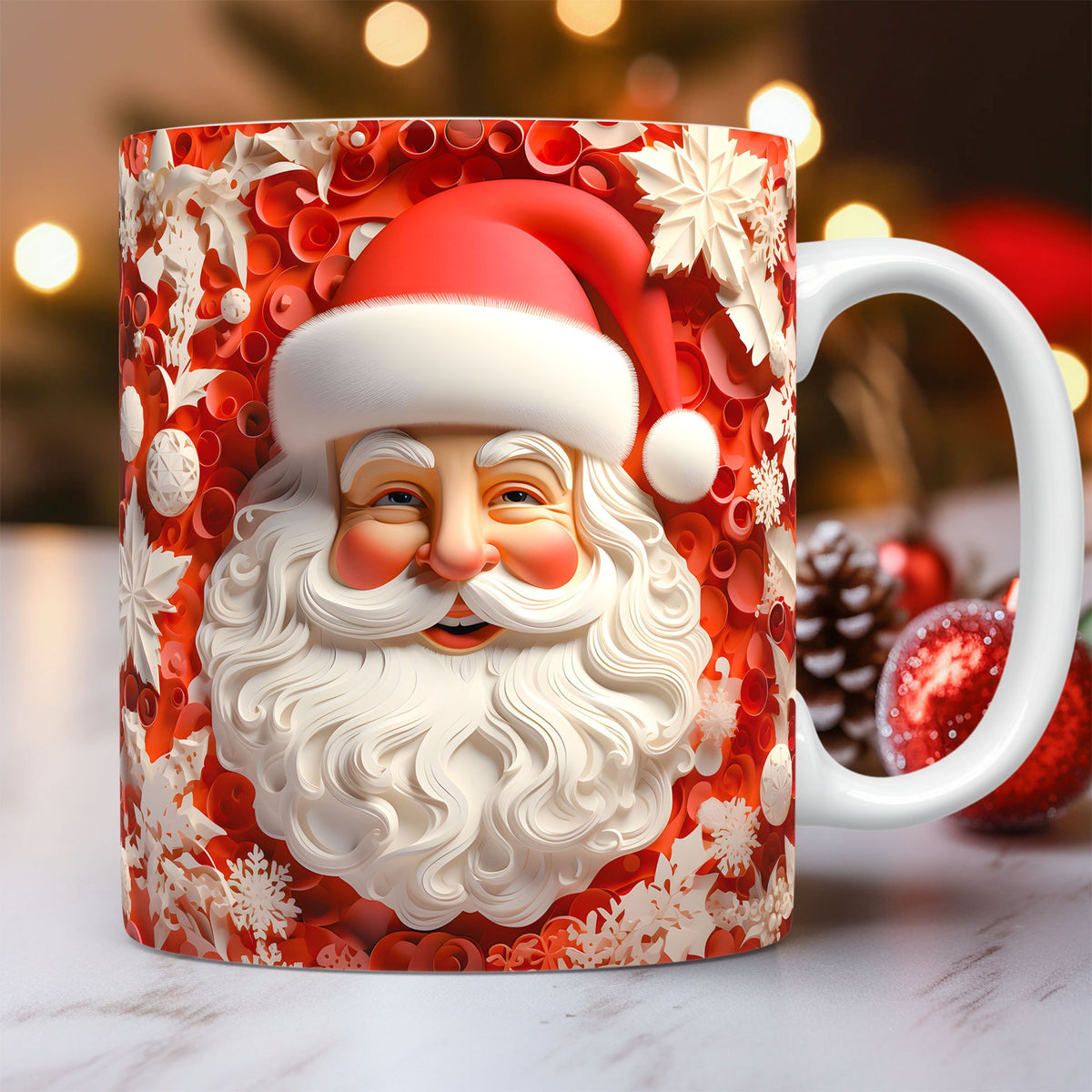 3D Santa Christmas Ceramic Mug, 325 ml (photo 3)