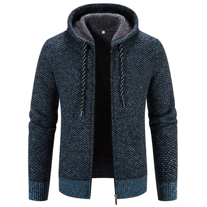 Men's Hooded Plush Zip-Up Sweater Jacket (photo 4)