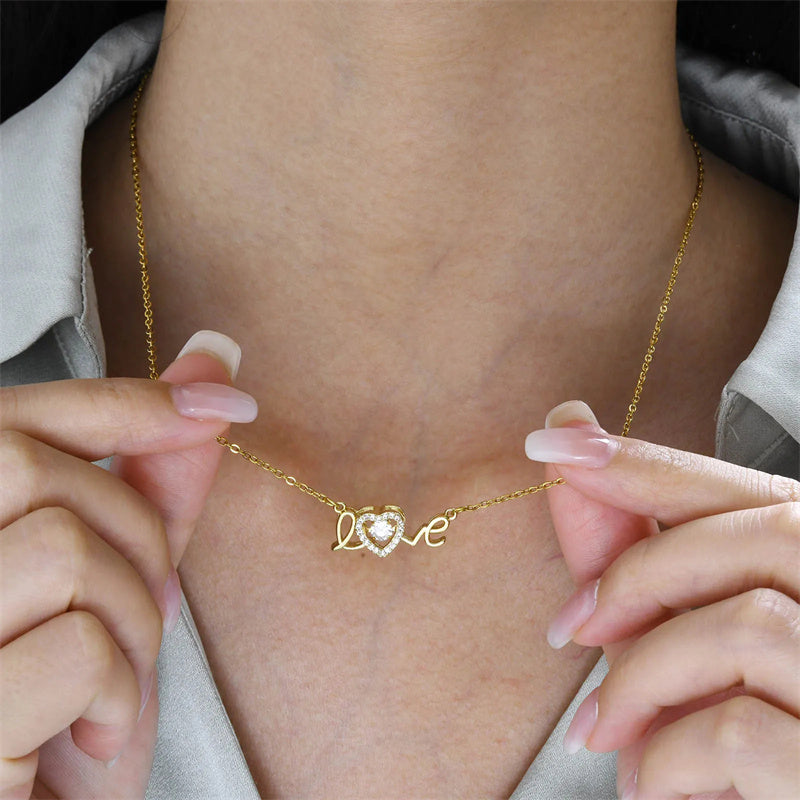 Titanium Steel Love Letter Clavicle Necklace (photo 2)