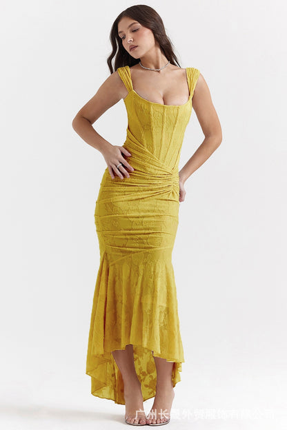Women's Strapless Ruched Bodycon Maxi Dress (photo 14)