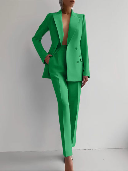 Women's Single-Breasted Jacket and Slim Trousers Suit (photo 8)