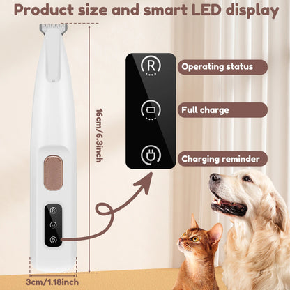 Cordless Dog Paw Trimmer with LED Light and Display (photo 3)