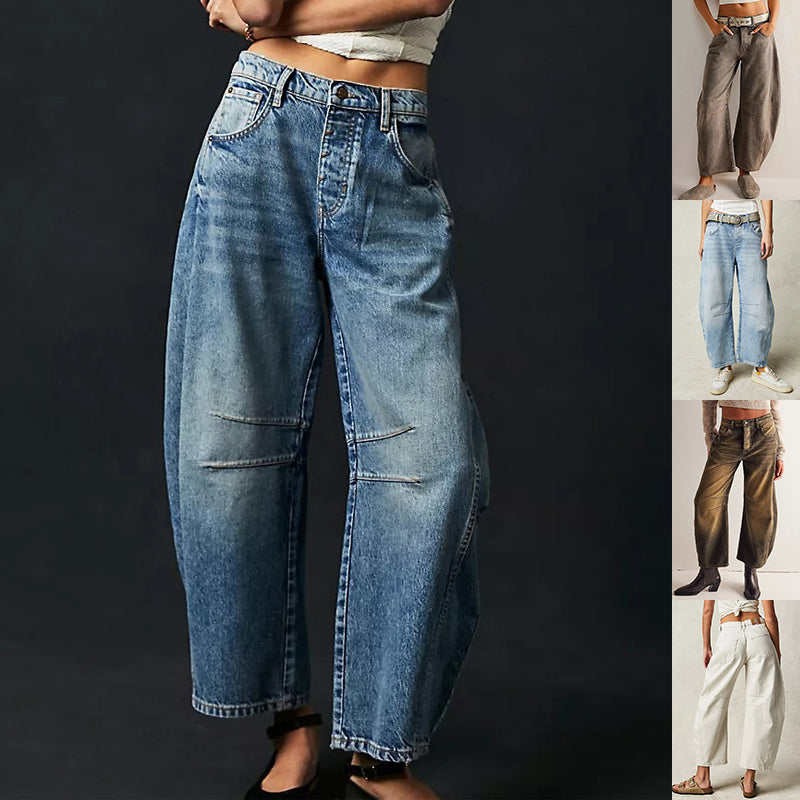 Women's Mid-Rise Wide-Leg Barrel Jeans