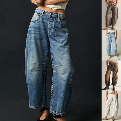 Women's Mid-Rise Wide-Leg Barrel Jeans
