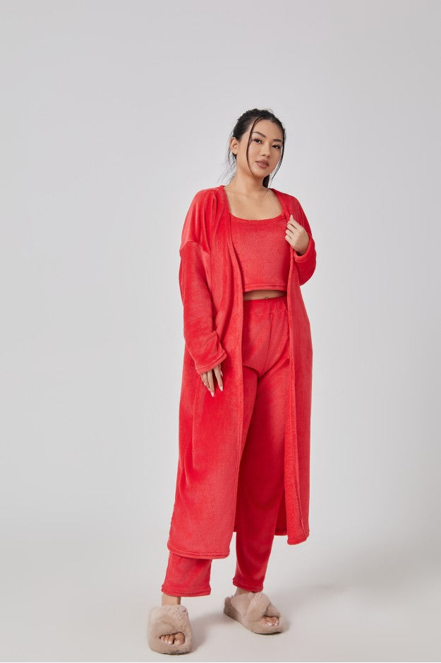 Women's 3-Piece Knit Lounge Set: Crop Top, Wide-Leg Pants and Cardigan (photo 25)
