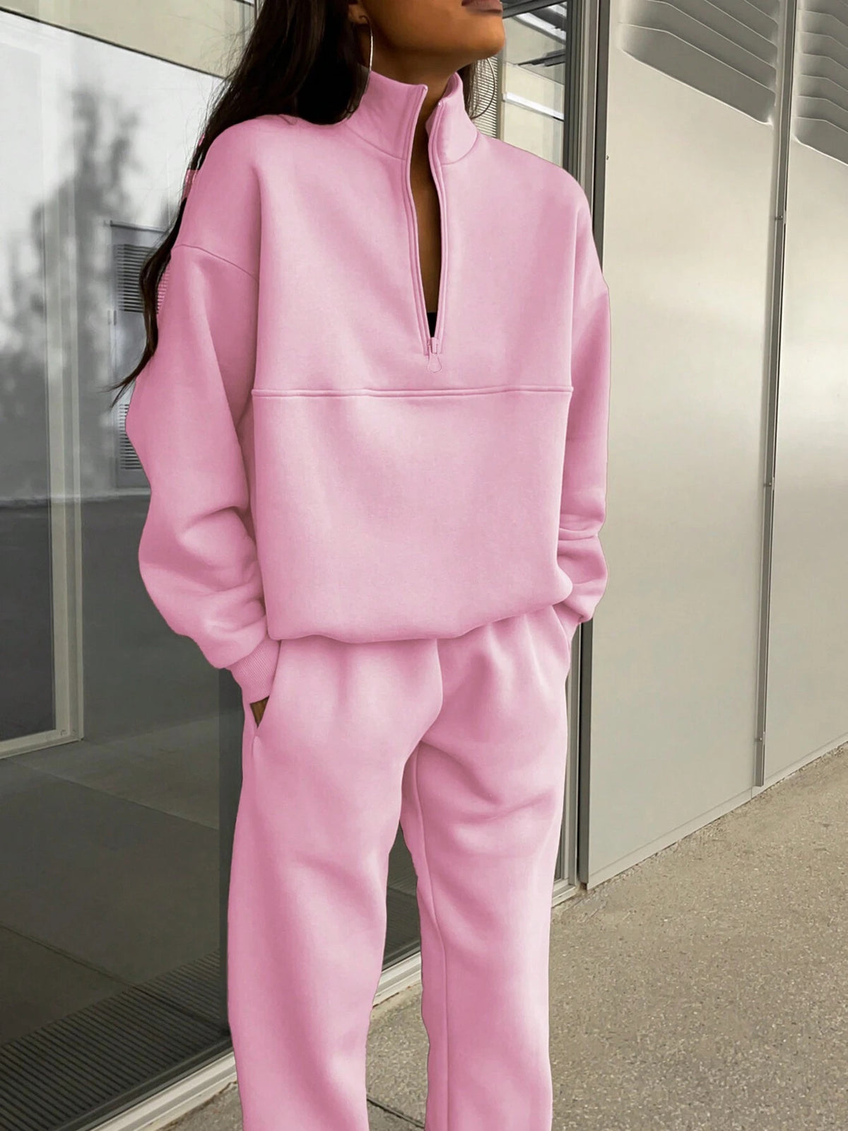 Women's Zip-Up Sweatshirt and Elastic-Waist Pants Set (photo 11)