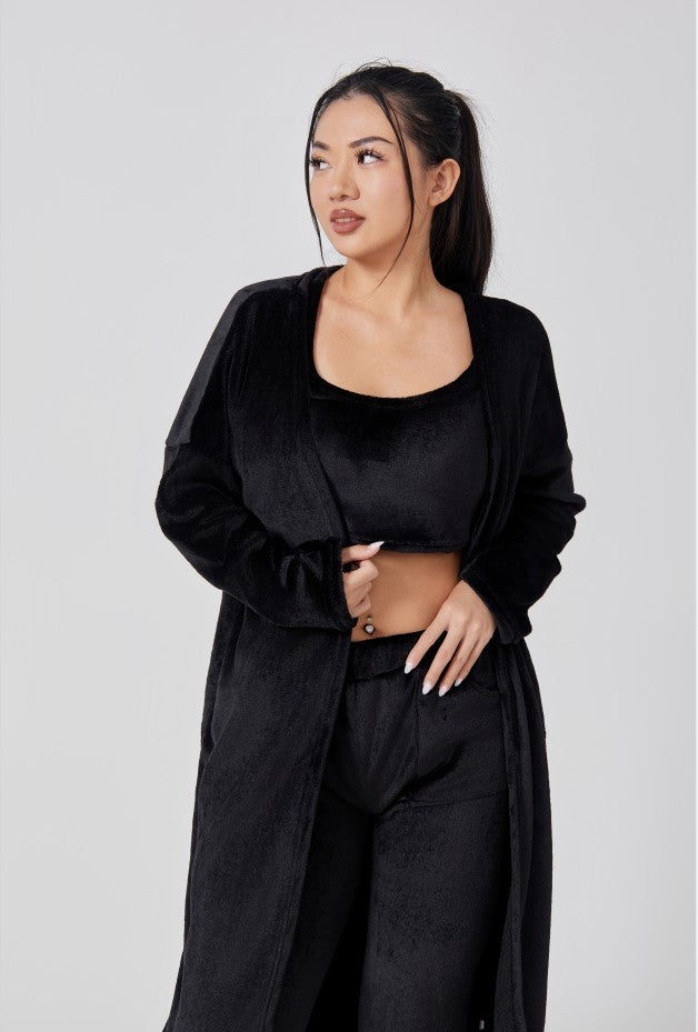 Women's 3-Piece Knit Lounge Set: Crop Top, Wide-Leg Pants and Cardigan (photo 13)