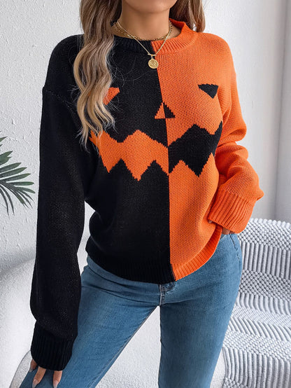 Women's Halloween Ghost Knit Sweater (photo 6)