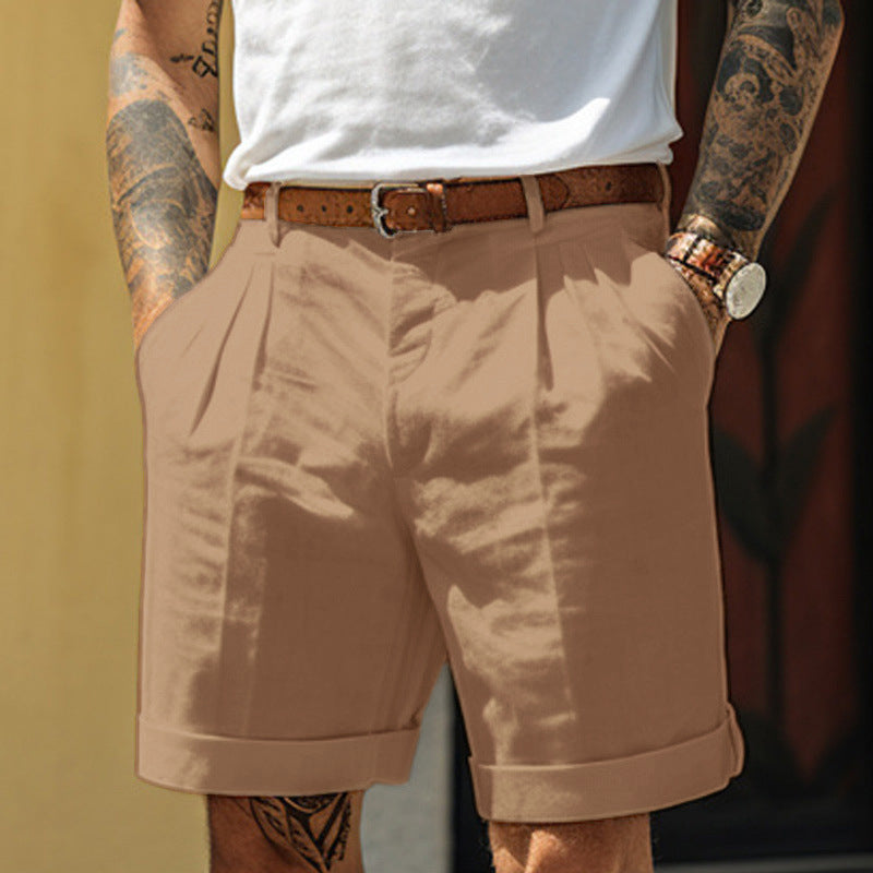 Men's Linen-Blend Straight-Leg Shorts with Pockets (photo 7)