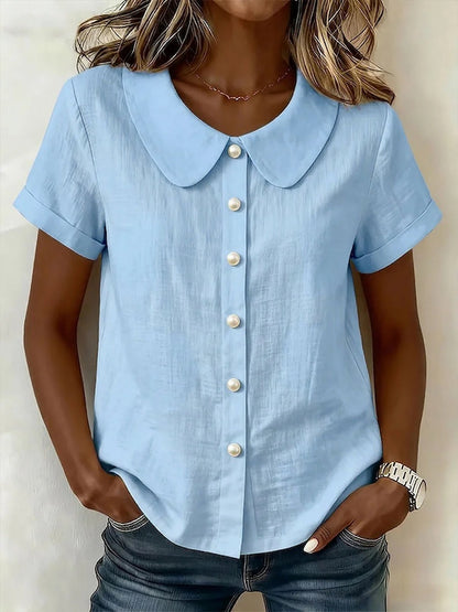 Women's Short-Sleeve Loose Casual Shirt (photo 6)