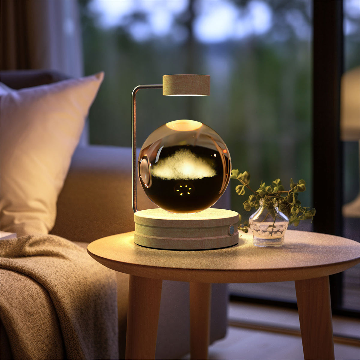 3D Engraved Crystal Ball Night Light with Wooden Base, USB (photo 71)
