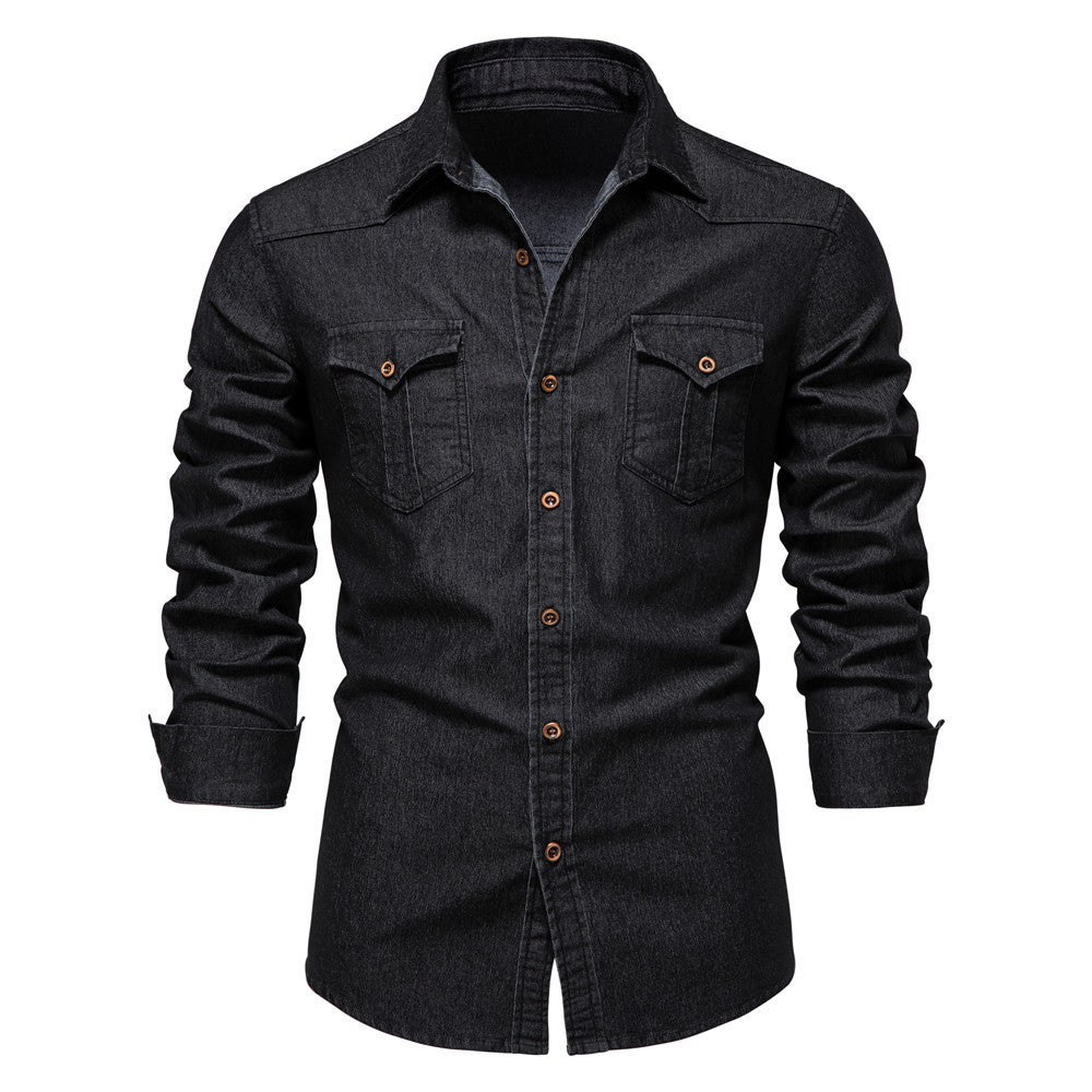 Men's Slim Long-Sleeve Denim Shirt (photo 2)