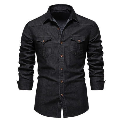 Men's Slim Long-Sleeve Denim Shirt (photo 2)