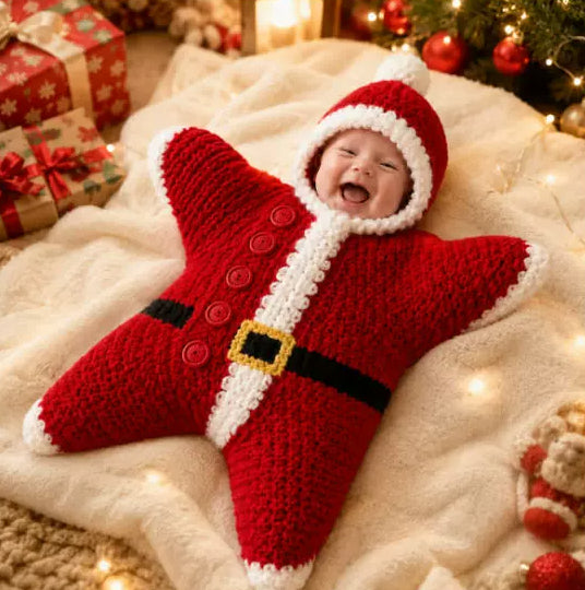 Crochet Star-Shaped Hooded Baby Romper, Finished or DIY Kit (photo 12)