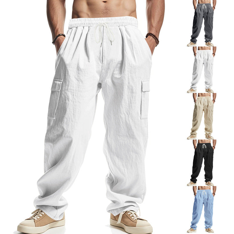 Men's Multi-Pocket Linen Cargo Pants