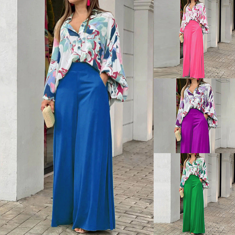 Women's Printed Wide-Leg Pants