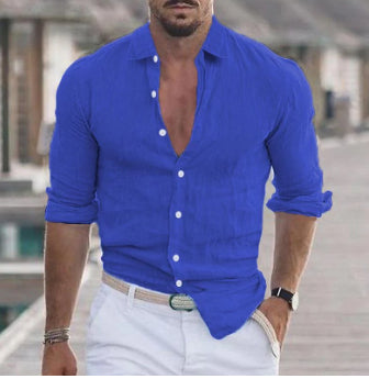 Men's Long-Sleeve Button Shirt, Solid Colors (photo 15)