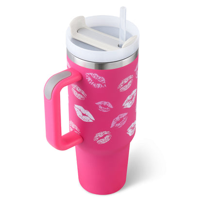 40 oz Insulated Stainless Steel Tumbler with Handle, Lid and Straw (photo 7)