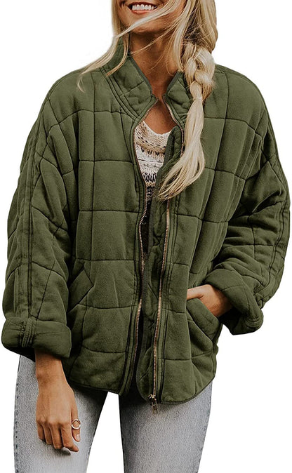 Women's Zip-Up Stand-Collar Jacket with Pockets (photo 12)