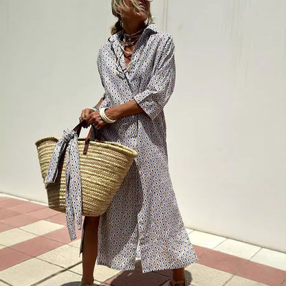 Women's Striped Half-Sleeve Shirt Dress with Belt (photo 4)