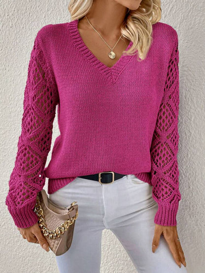 Women's Cut-Out V-Neck Pullover Sweater (photo 6)