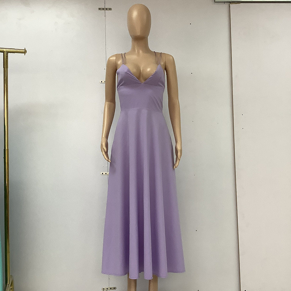 Women's V-Neck Strappy A-Line Maxi Dress (photo 11)