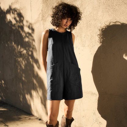 Women's Loose Cargo Short Overalls with Pockets (photo 6)