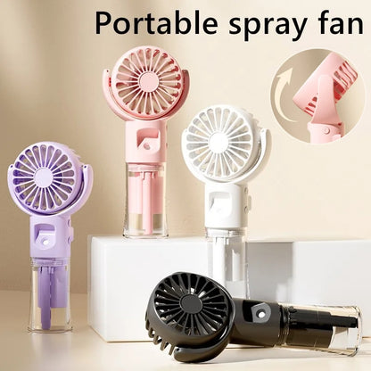 Handheld Mist Spray Fan, 4 Speeds, USB Rechargeable
