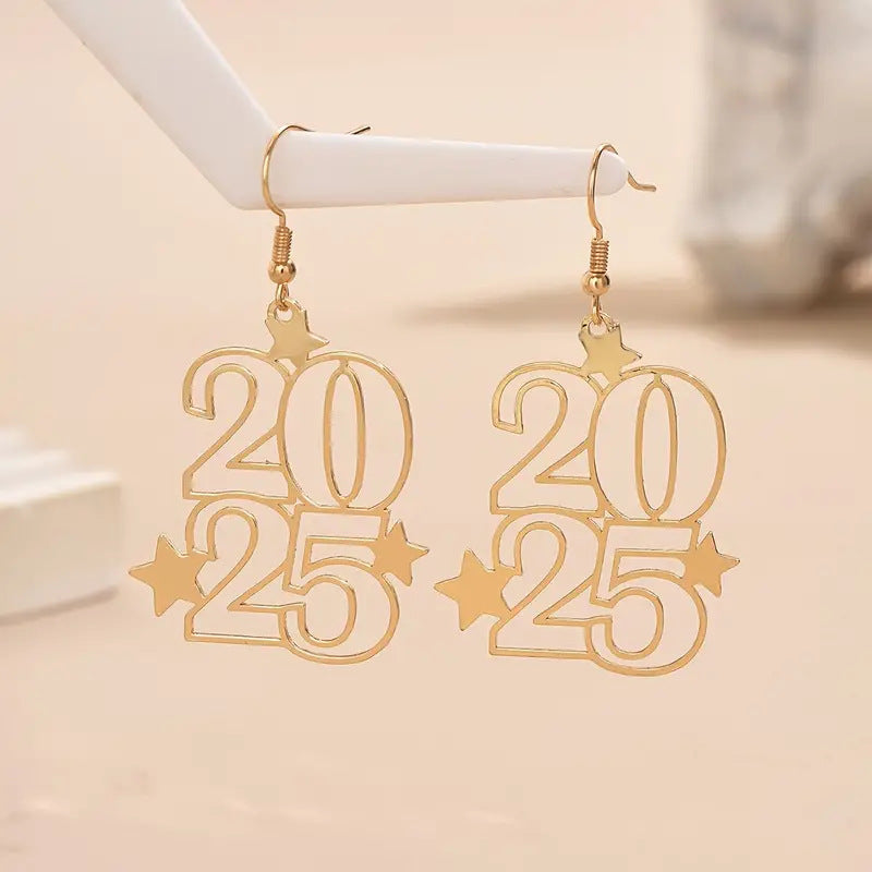 Gold-Tone Number Dangle Earrings (photo 2)