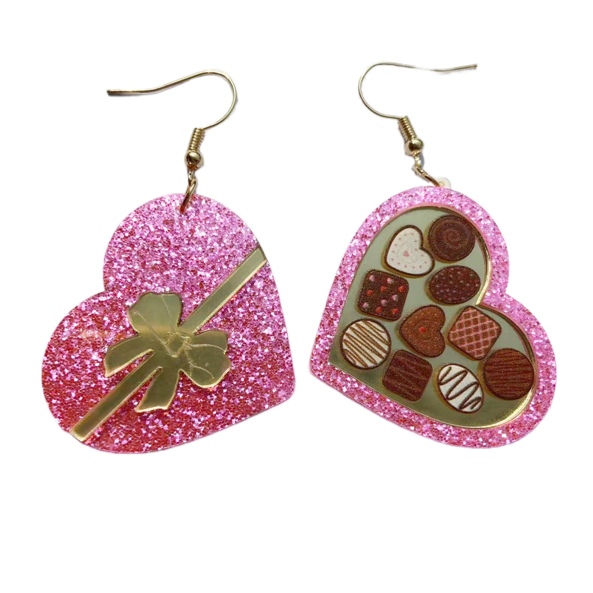 Acrylic Heart Ice Cream Drop Earrings (photo 3)