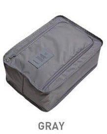 Zippered Travel Shoe Bag, Oxford Cloth with Mesh - Gray (photo 1)
