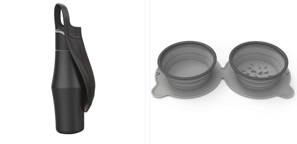 Portable Stainless Steel Dog Water Bottle with Leaf Bowl (photo 21)