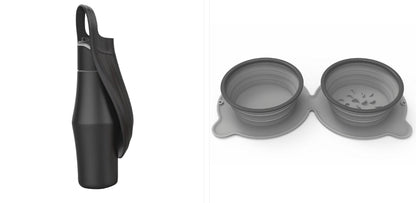 Portable Stainless Steel Dog Water Bottle with Leaf Bowl (photo 21)