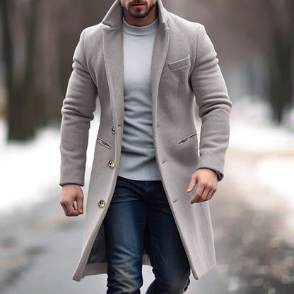 Men's Lapel Single-Breasted Trench Coat