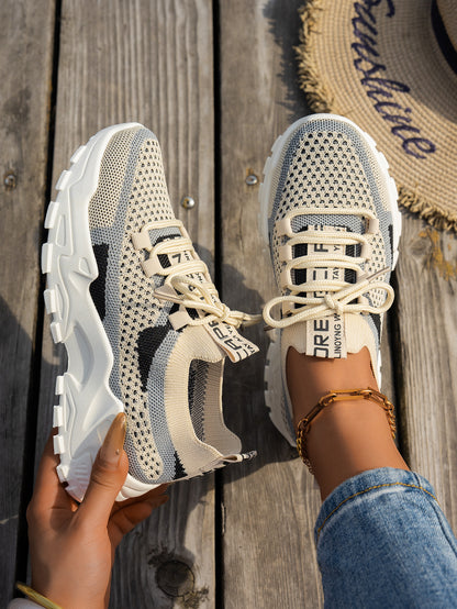 Women's Knit Mesh Lace-Up Sneakers (photo 12)