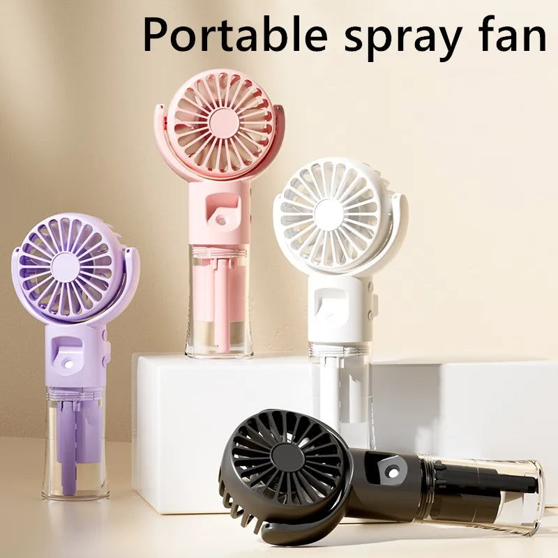 Handheld Mist Spray Fan, 4 Speeds, USB Rechargeable (photo 2)