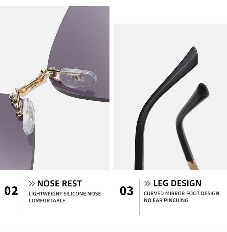 Women's Rimless Butterfly Rhinestone Sunglasses (photo 11)