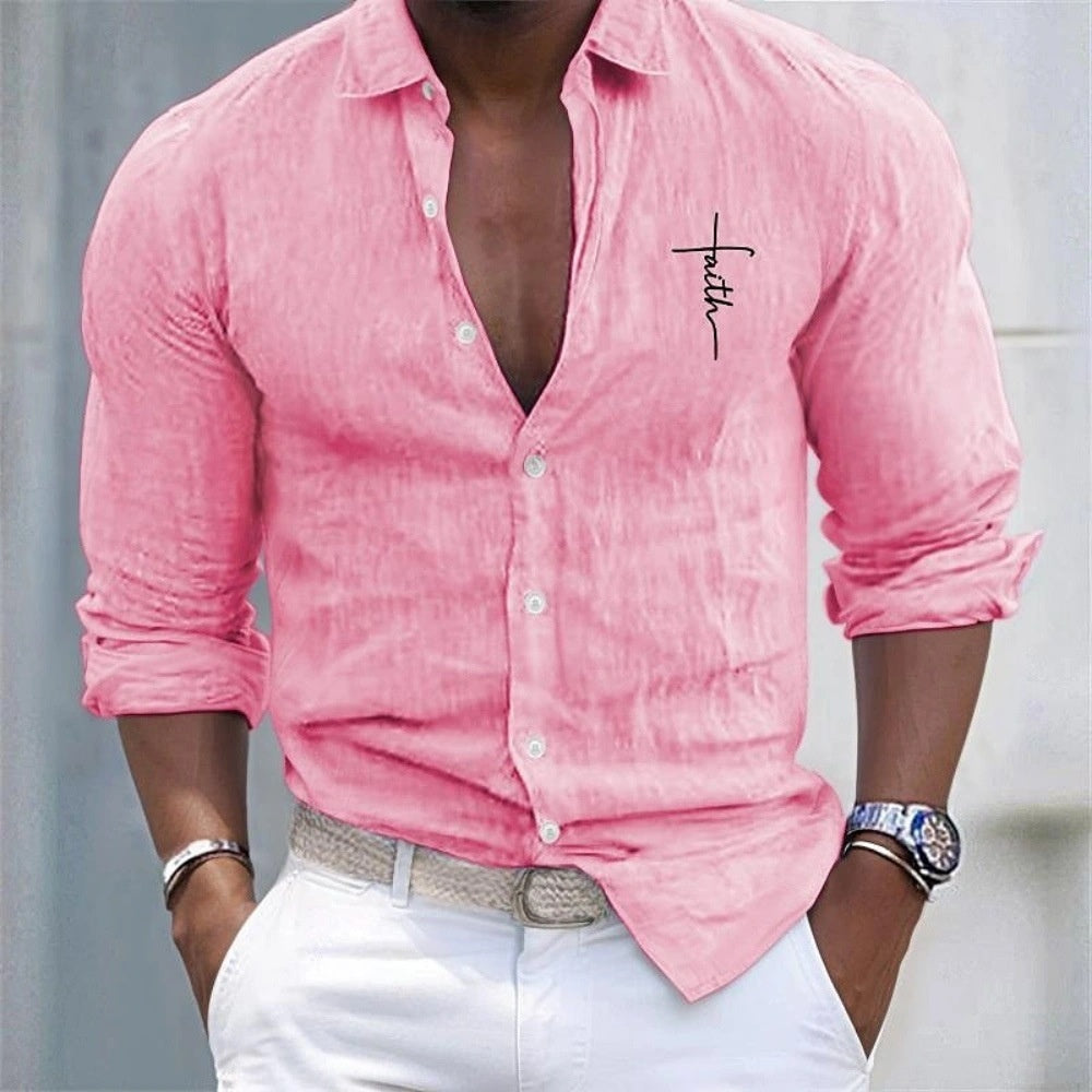 Men's Long-Sleeve Button Shirt, Solid Colors (photo 17)