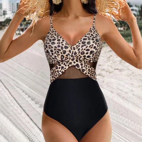 Women's Halter Cross-Strap One-Piece Swimsuit (photo 10)