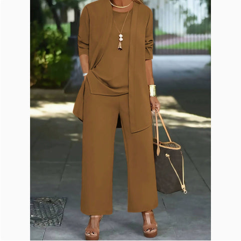 Women's 3-Piece Set: Vest, Long Cardigan and Wide-Leg Pants (photo 24)