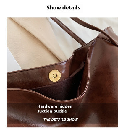 Women's Vintage PU Leather Tote Shoulder Bag (photo 14)