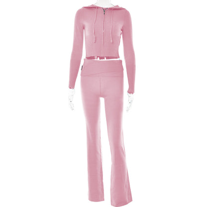 Women's Zip-Up Hoodie and High-Waist Pants Set (photo 27)
