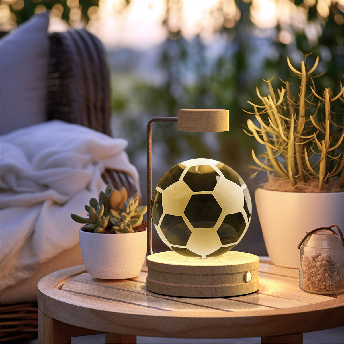 3D Engraved Crystal Ball Night Light with Wooden Base, USB (photo 82)