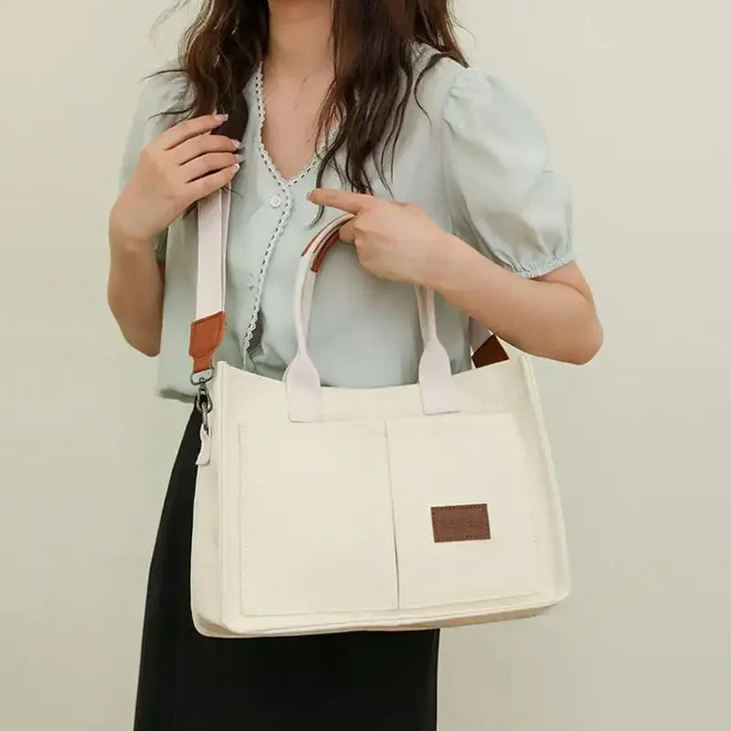 Multi-Pocket Canvas Tote and Shoulder Bag (photo 8)