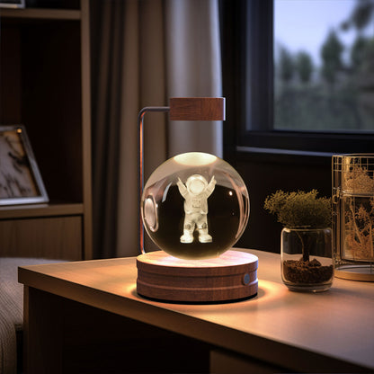 3D Engraved Crystal Ball Night Light with Wooden Base, USB (photo 88)