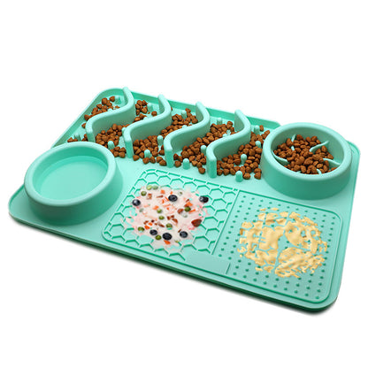 Silicone Lick Mat and Slow Feeder Bowl for Dogs, Small or Large – Large, Lake Blue