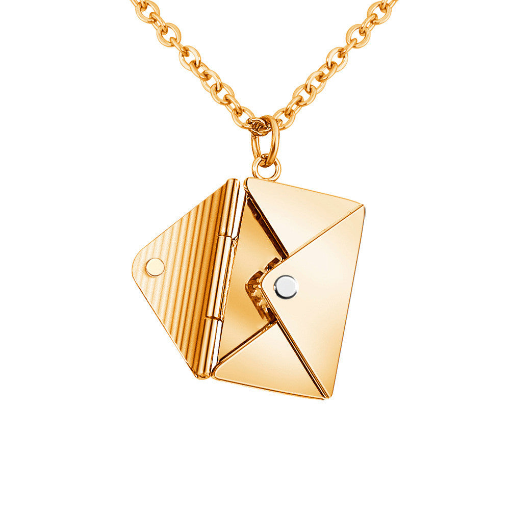 Envelope Pendant Necklace, Titanium Steel (photo 8)