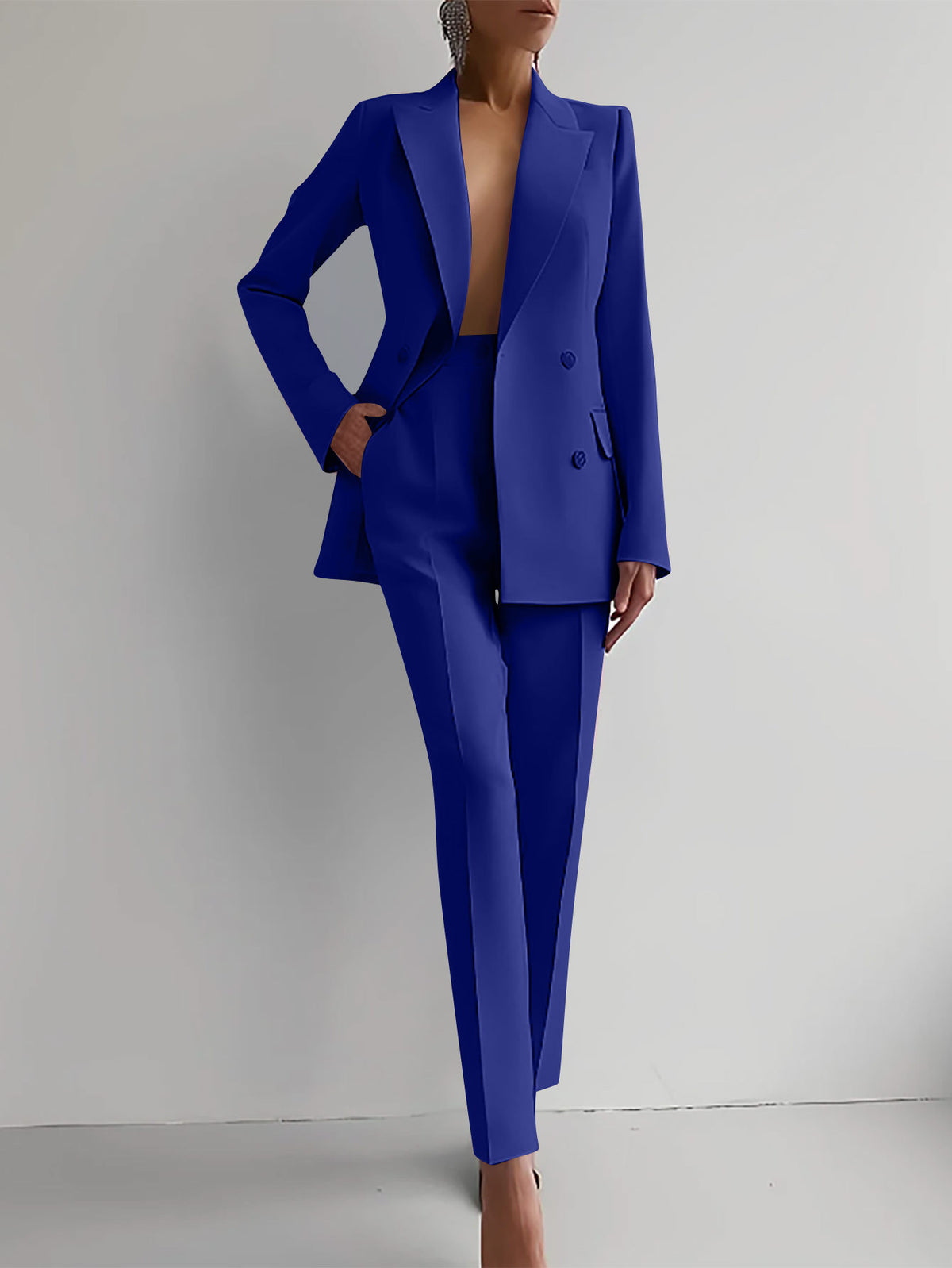 Women's Single-Breasted Jacket and Slim Trousers Suit (photo 13)