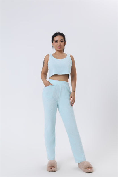 Women's 3-Piece Knit Lounge Set: Crop Top, Wide-Leg Pants and Cardigan (photo 4)